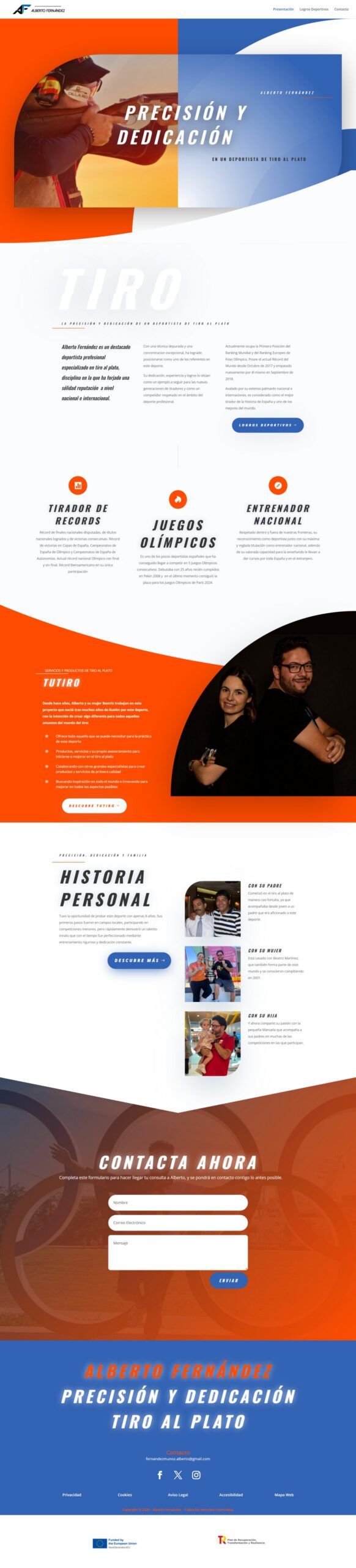 Captura de la web de Alberto Fernández, tiro al plato