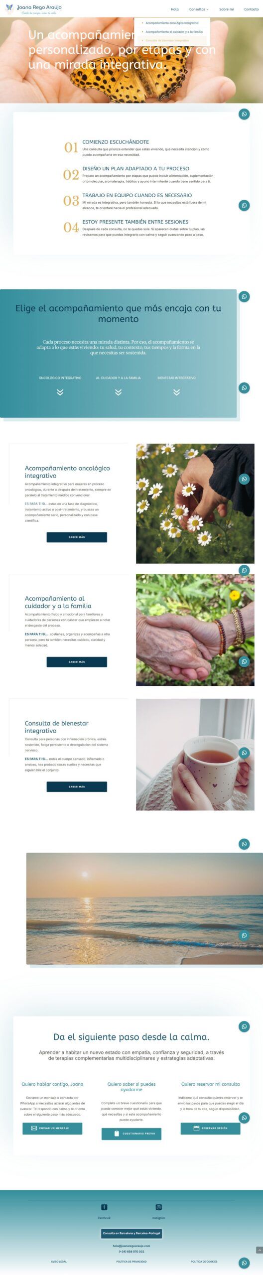 Captura de la web de Joana Rego Araújo, acompañamiento integrativo