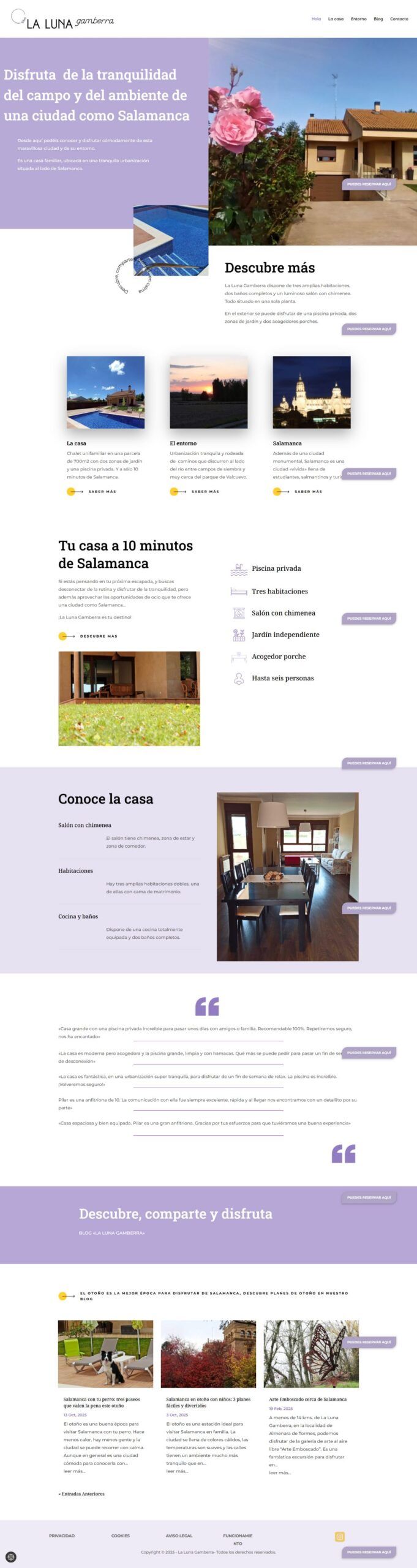 Captura de la web de La Luna Gamberra, vivienda turística en Salamanca