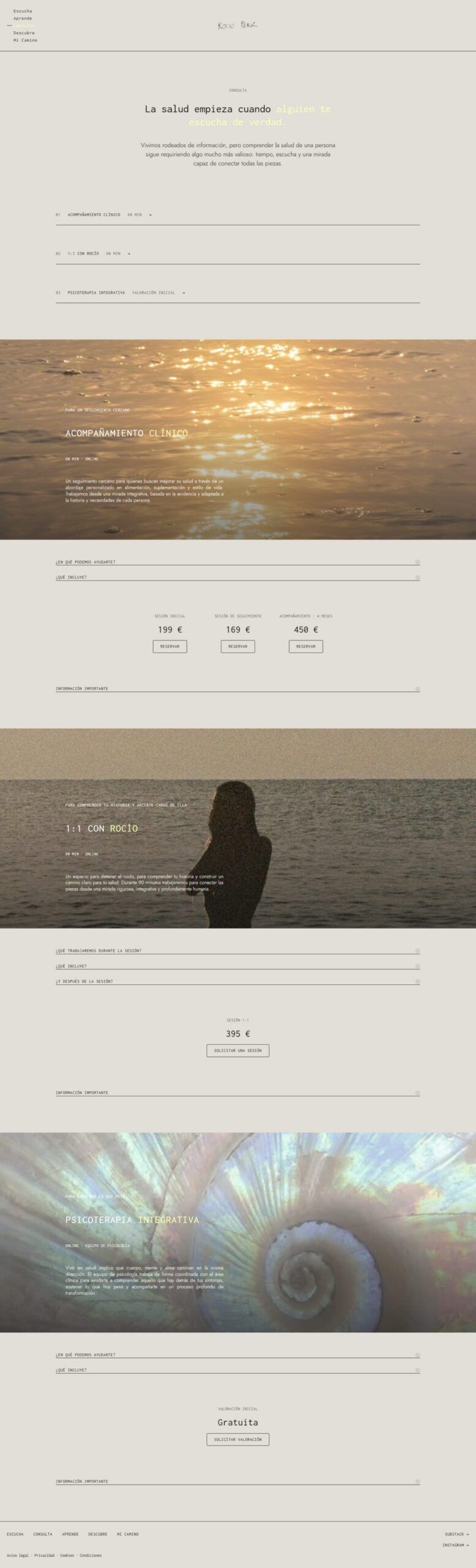 Captura de la web de Rocío Périz, salud y estilo de vida